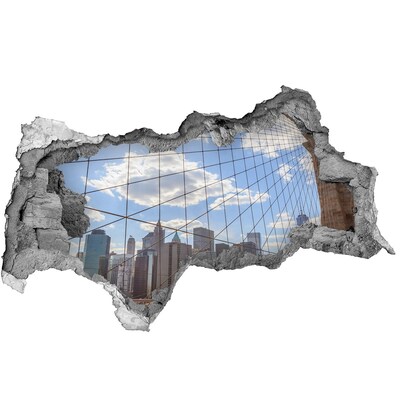 Fototapeta dziura na ścianę 3d Widok na miasto przez dziurę w ścianie