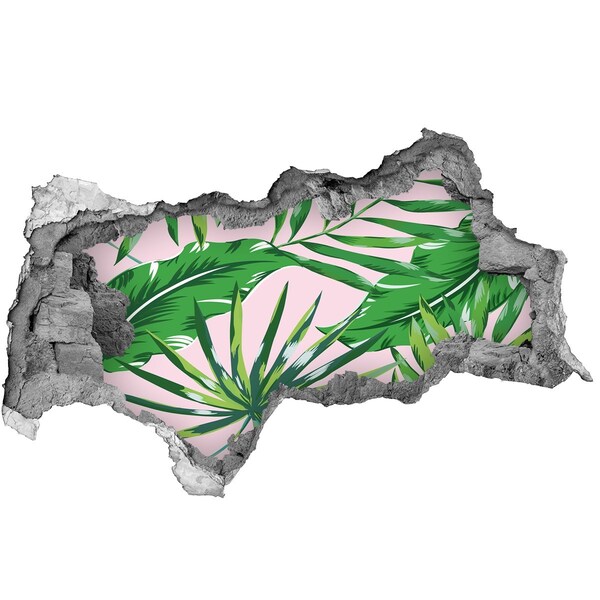 Naklejka 3D dziura beton Tropikalna oaza w dziurze w ścianie
