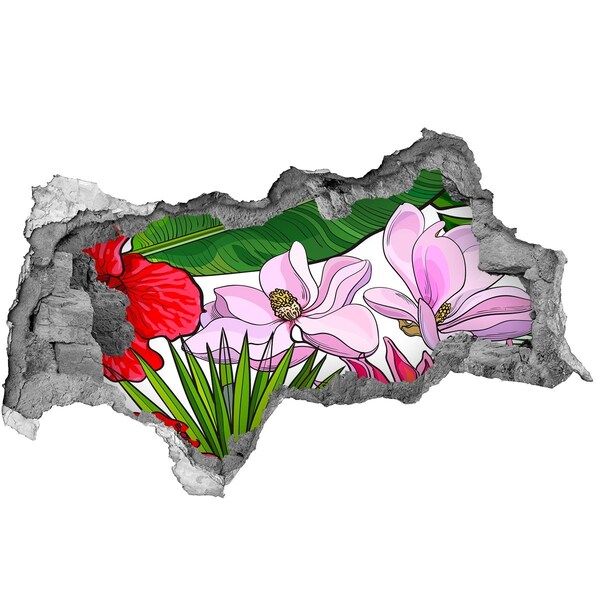 Naklejka 3D dziura samoprzylepna Hawajskie kwiaty