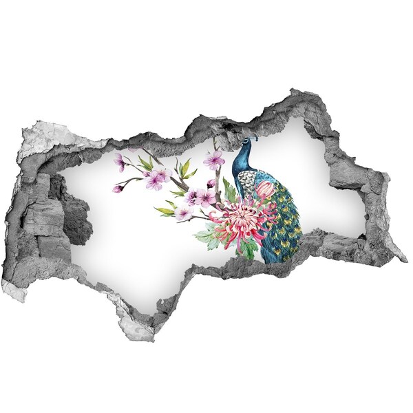 Dziura 3d fototapeta na ścianę Paw wśród kwiatów