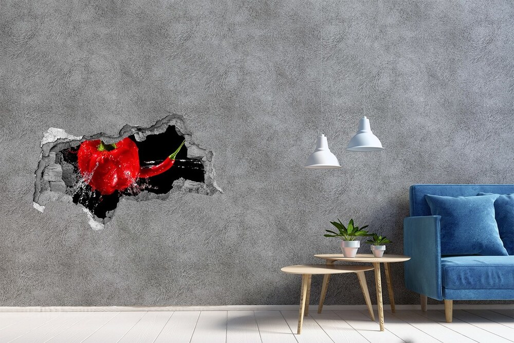 Naklejka 3D dziura na ścianę Czerwone papryki