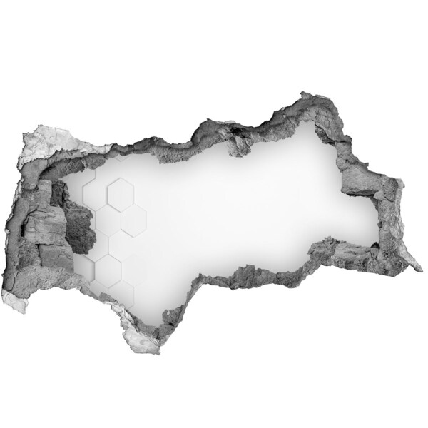 Dziura 3d fototapeta naklejka Złamana ściana z lustrzanym wnętrzem