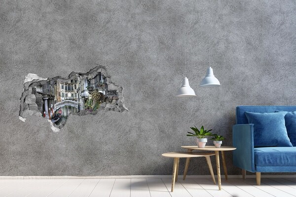 Fototapeta dziura na ścianę 3d Wenecja w ujęciu z kanałem