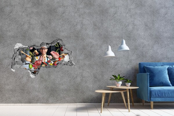 Naklejka 3D dziura na ścianę Kuchenne szaleństwo