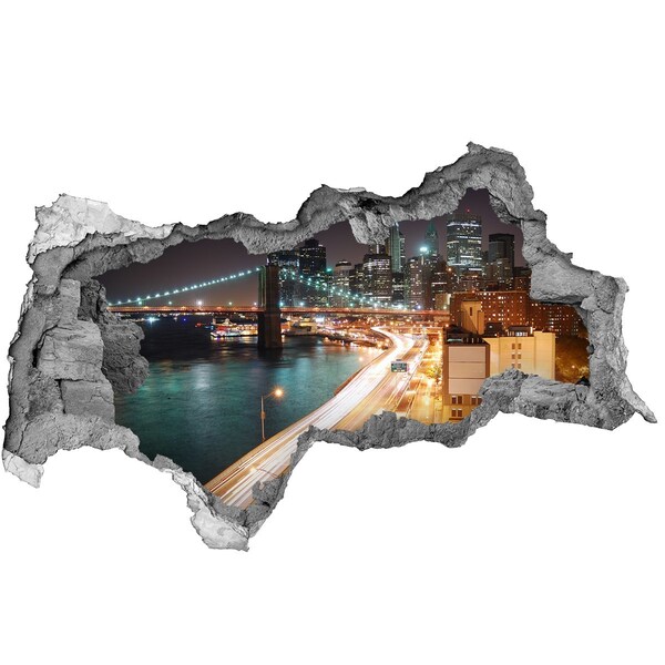 Fototapeta dziura na ścianę 3d Widok na Nowy Jork w nocy