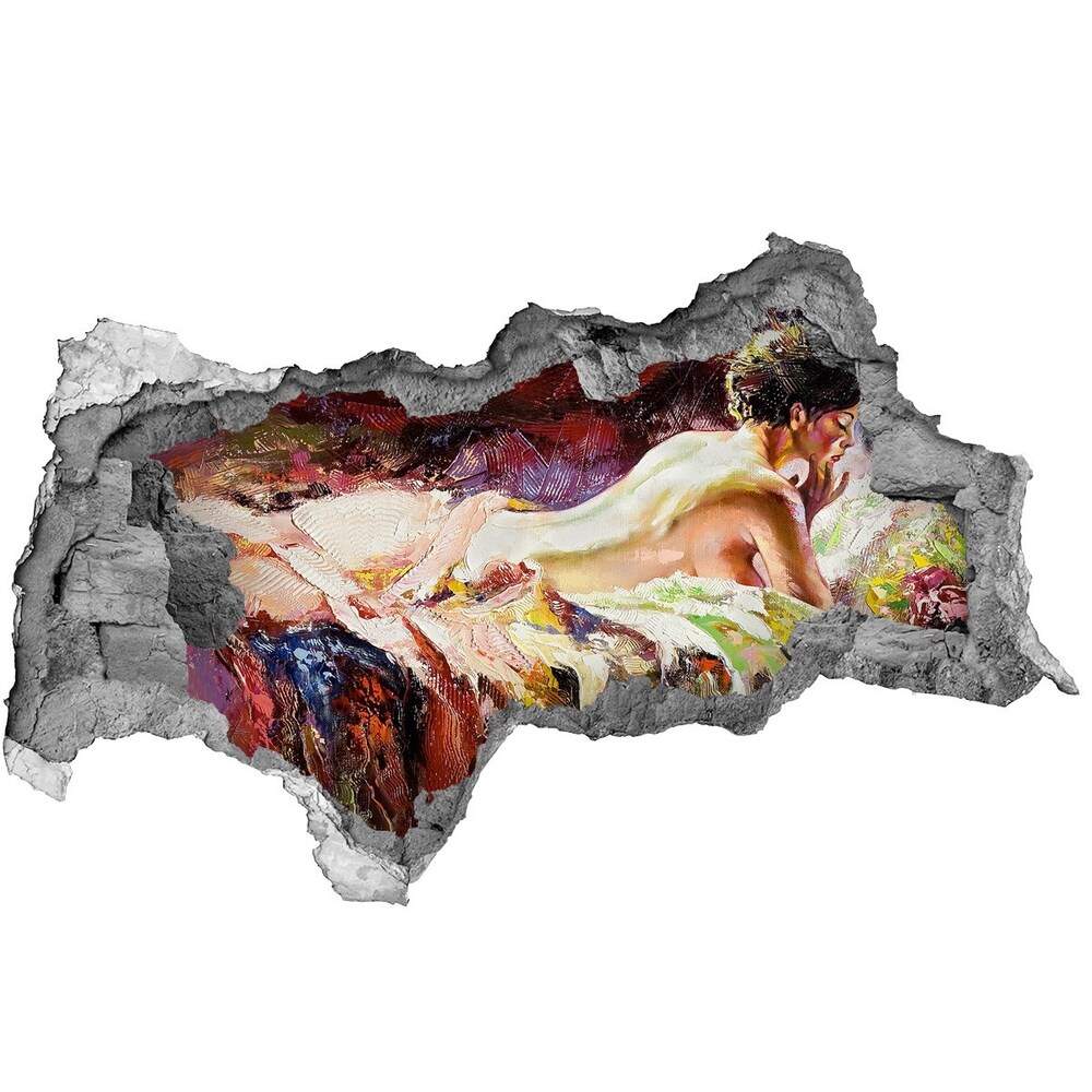 Dziura 3d fototapeta naklejka Leżąca kobieta