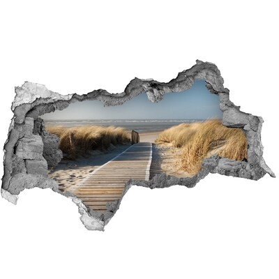 Dziura 3d w ścianie naklejka Drogowskaz do plaży