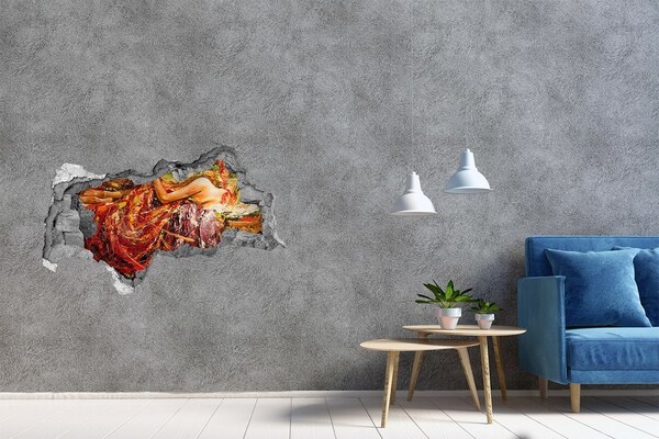 Dziura 3d fototapeta naklejka Śpiąca kobieta