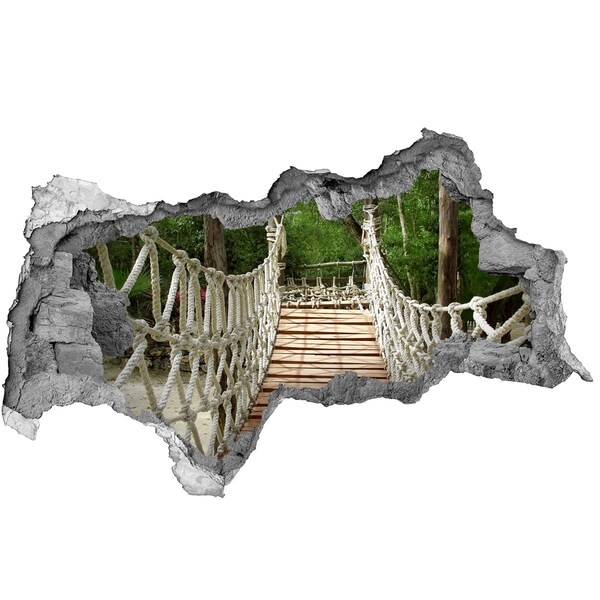 Dziura 3d w ścianie naklejka Most linowy