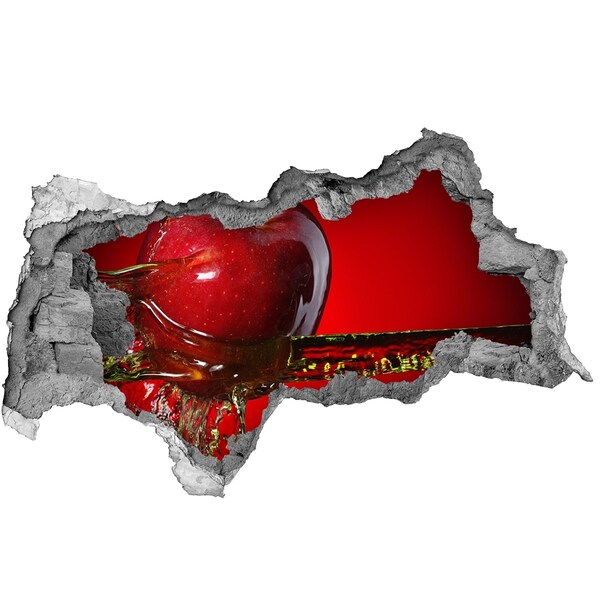 Naklejka 3D dziura na ścianę Czerwone jabłko w betonie