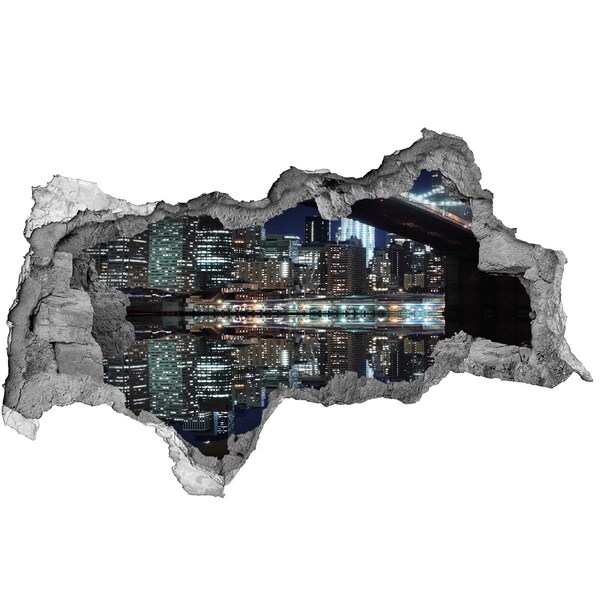 Fototapeta dziura na ścianę 3d Nocna panorama miasta