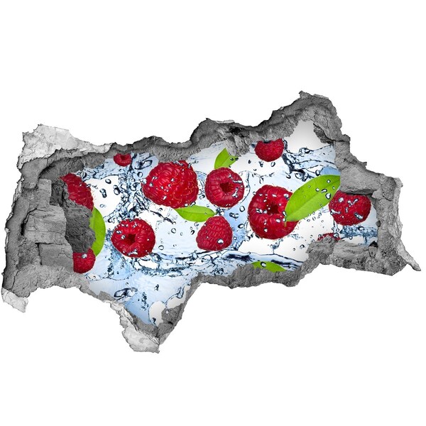 Naklejka 3D dziura na ścianę Maliny i woda