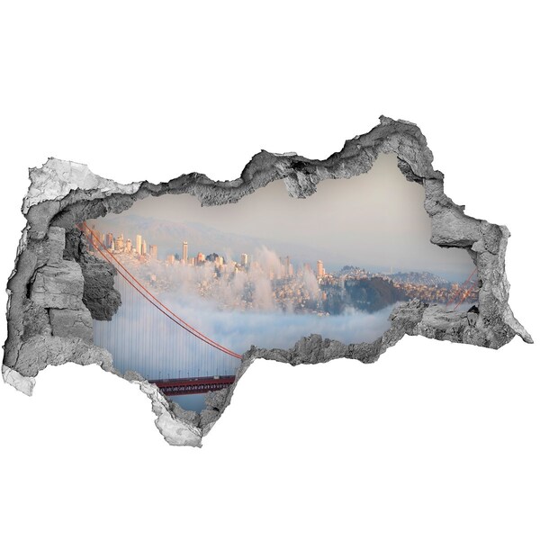 Fototapeta dziura na ścianę 3d Most Golden Gate wśród chmur