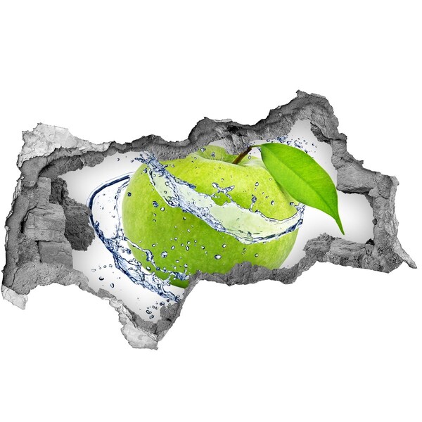 Naklejka 3D dziura na ścianę Zielone jabłko