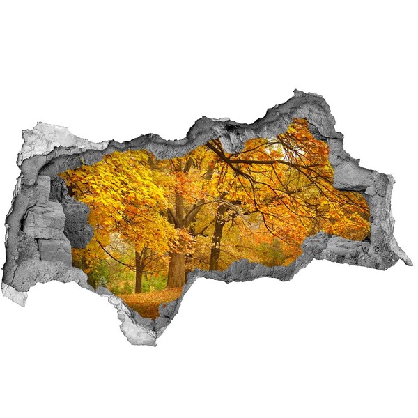 Dziura 3d w ścianie naklejka Jesień w parku