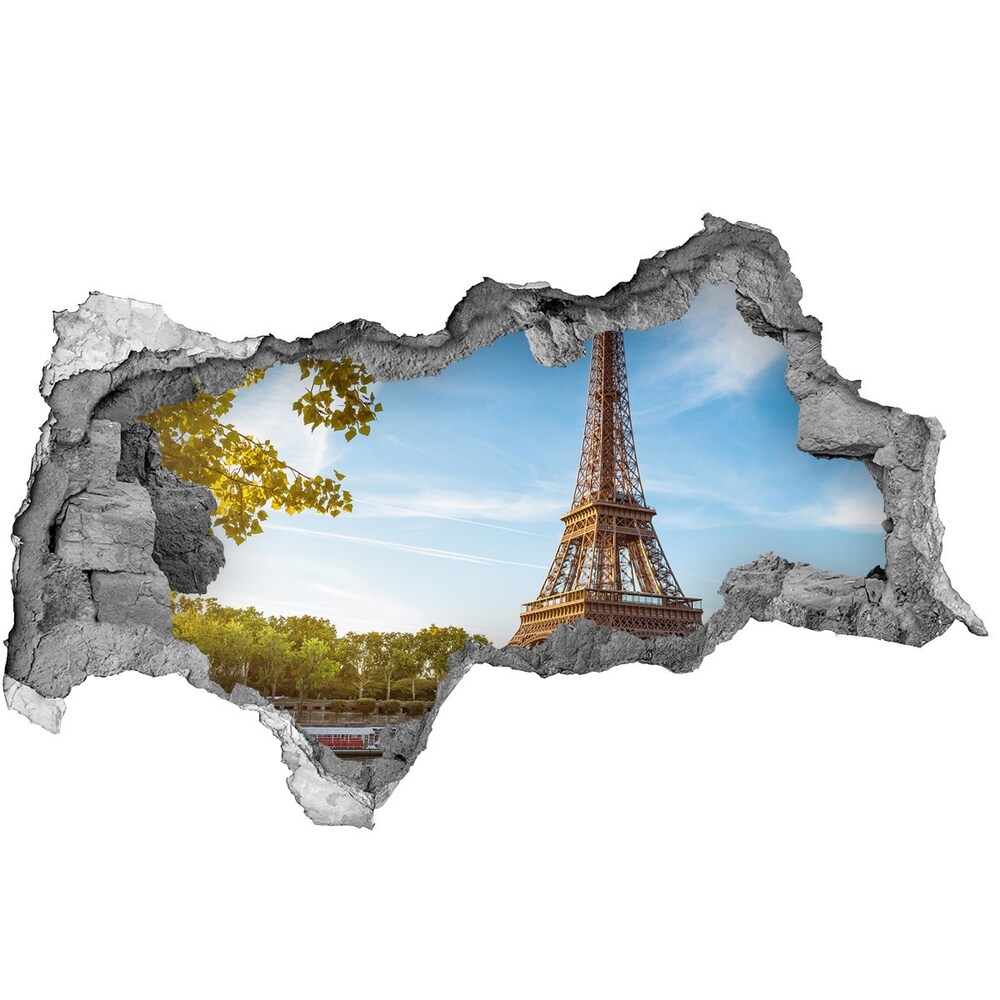 Fototapeta dziura na ścianę 3d Wieża Eiffla Paryż