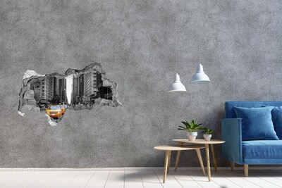 Foto zdjęcie dziura na ścianę Nowojorskie taksówki w miejskim krajobrazie