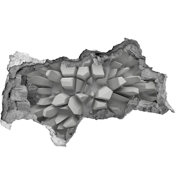 Dziura 3d fototapeta naklejka Złamana ściana z kryształami