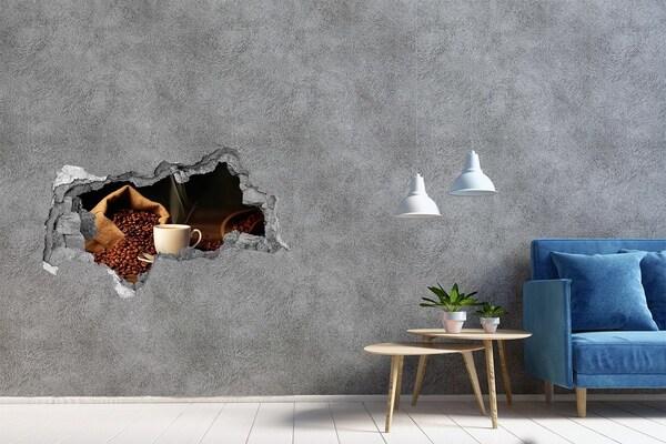 Naklejka 3D dziura okleina Kawa w sercu ziaren