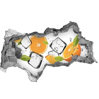 Naklejka 3D dziura na ścianę Pomarańcze z lodem