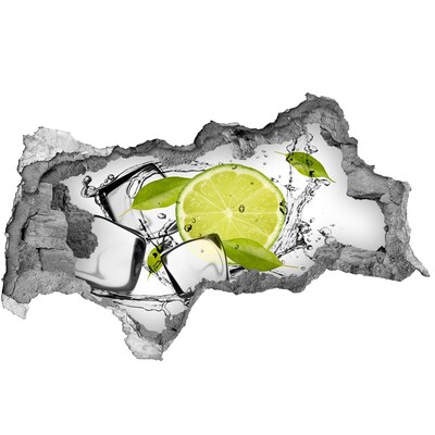 Naklejka 3D dziura okleina Limonka z lodem