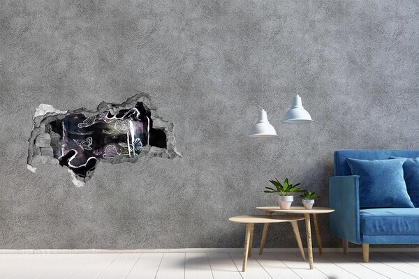 Dziura 3d fototapeta ścienna Motyle w magicznej przestrzeni