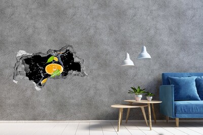 Naklejka 3D dziura na ścianę Pomarańcze i woda