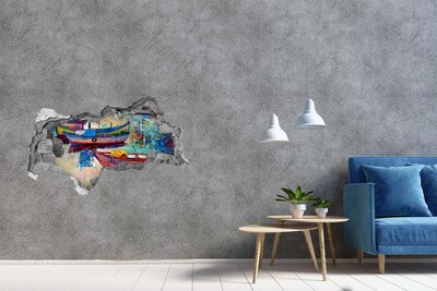 Foto zdjęcie dziura na ścianę Malownicze łodzie na wodzie