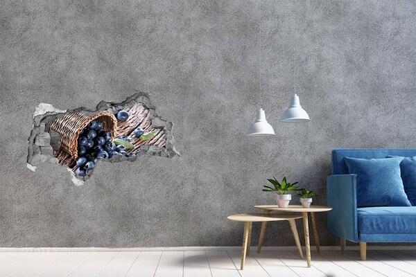 Naklejka dziura na ścianę beton Jagody w koszyku