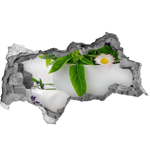 Naklejka 3D dziura na ścianę Zielona roślinność w uszkodzonej ścianie