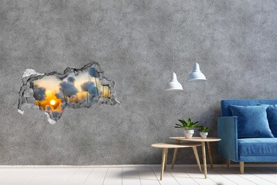 Samoprzylepna dziura naklejka Kwiaty przy zachodzie słońca