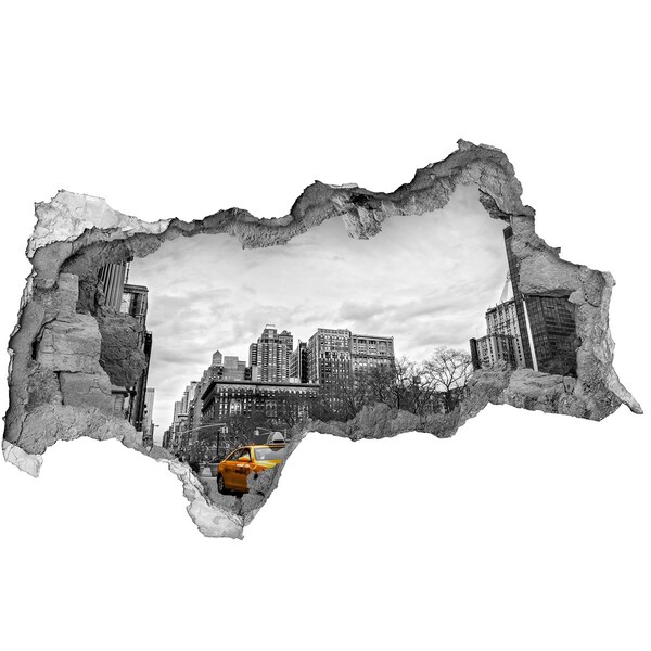 Foto zdjęcie dziura na ścianę Nowojorskie taksówki w miejskim krajobrazie