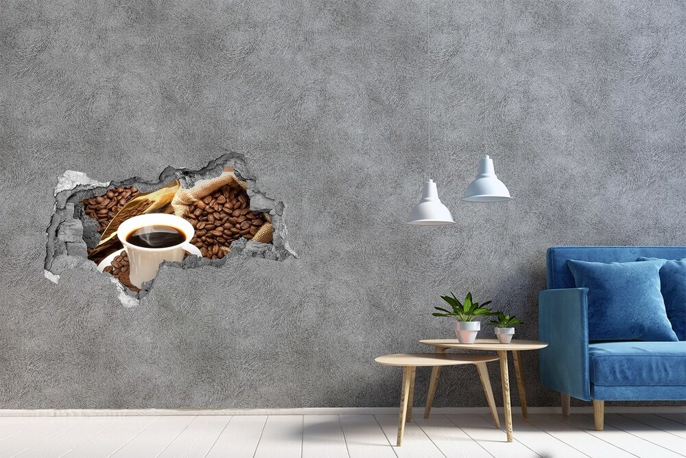 Naklejka 3D dziura na ścianę Filiżanka kawy