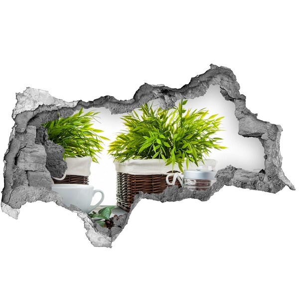 Naklejka 3D dziura na ścianę Motyw domu z kawą