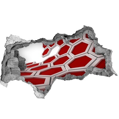 Dziura 3d fototapeta naklejka Czerwony labirynt w betonie