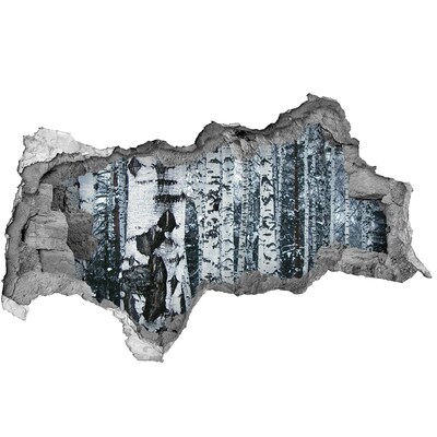 Samoprzylepna dziura na ścianę Zimowy las brzozowy