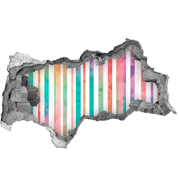 Dziura 3d fototapeta naklejka Kolorowa geometria za dziurą w ścianie