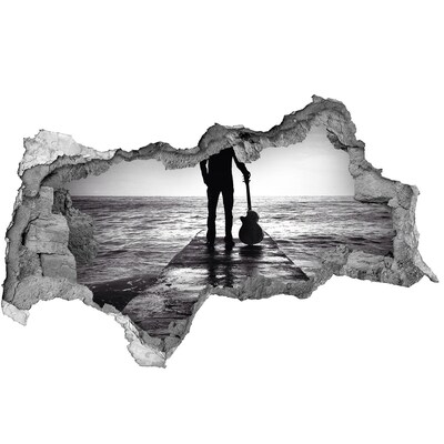 Fototapeta dziura na ścianę Muzyk na molo