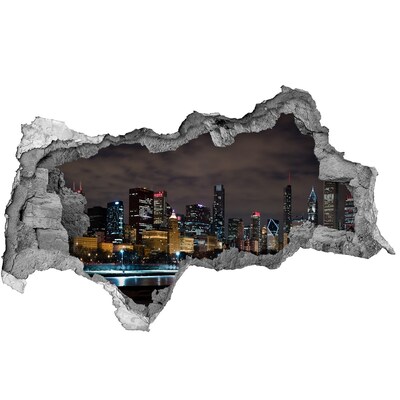 Fototapeta dziura na ścianę 3d Nocna panorama miasta
