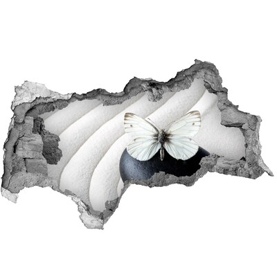 Dziura 3d fototapeta naklejka Kamień zen i motyl