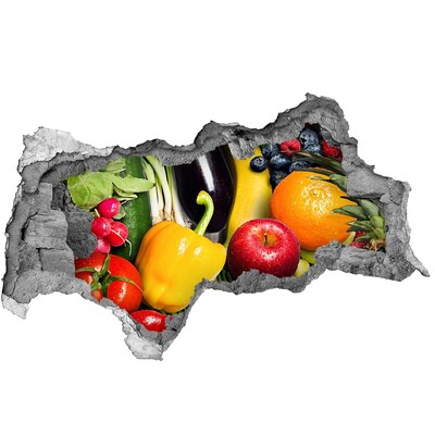 Naklejka 3D dziura okleina Warzywa i owoce