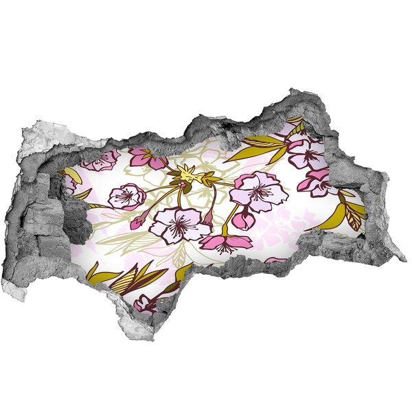 Naklejka 3D dziura na ścianę Kwiatowy raj za ścianą