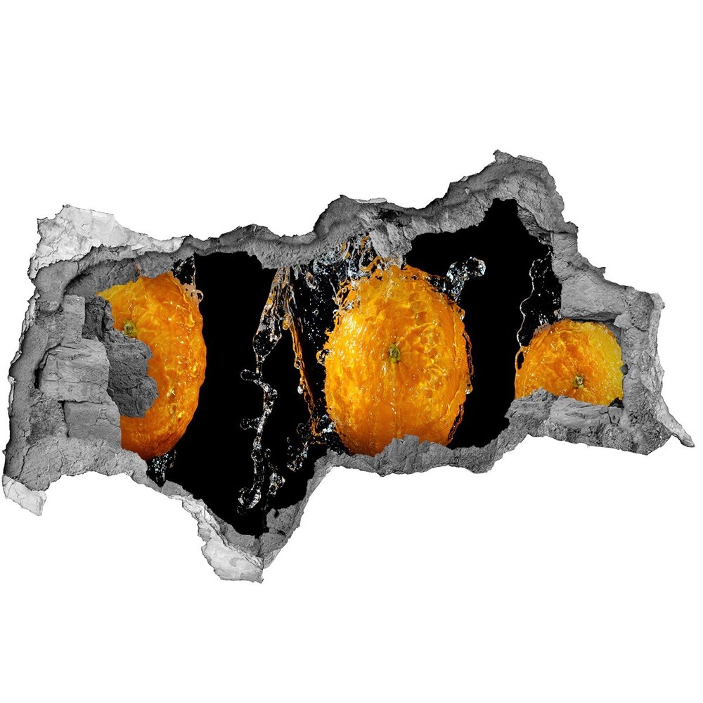 Naklejka 3D dziura beton Pomarańcze i woda