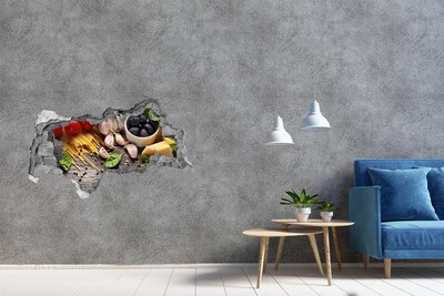 Naklejka 3D dziura na ścianę Włoskie jedzenie