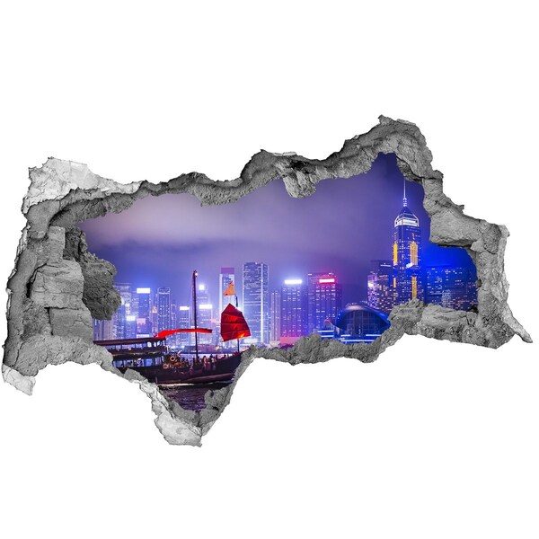 naklejka fototapeta 3D widok Hong kong nocą