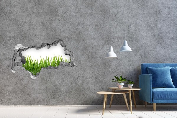 Samoprzylepna dziura naklejka beton Zielona łąka za murem