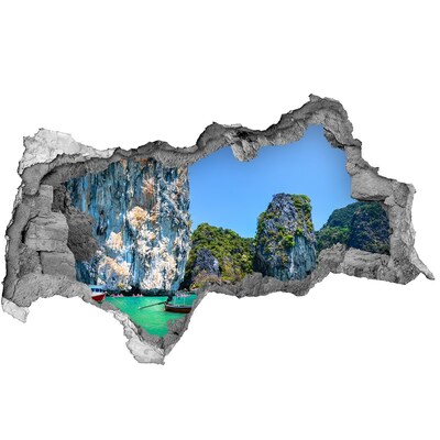 naklejka fototapeta 3D widok Karaibska zatoka z łodzią