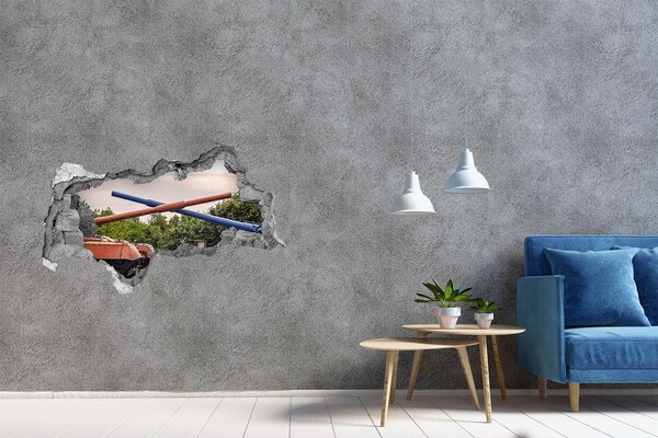 Foto zdjęcie dziura na ścianę Bitwa czołgów w ruinach