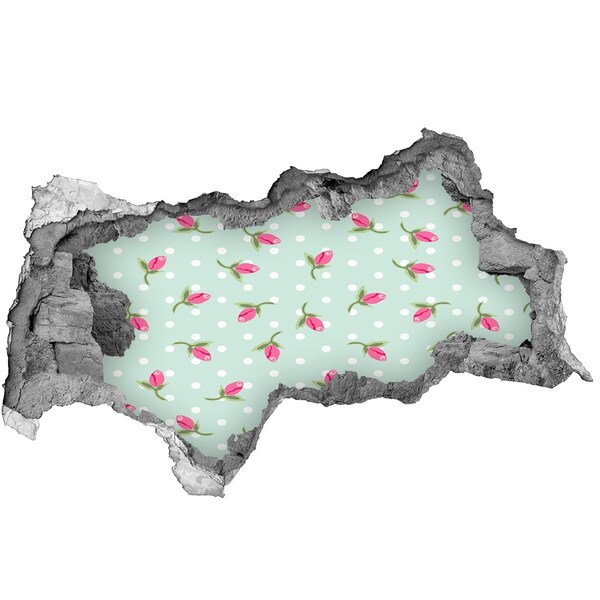 Naklejka 3D dziura na ścianę Róże wzór