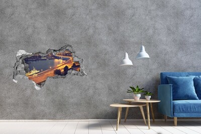 Fototapeta dziura na ścianę 3d Widok na miasto nocą